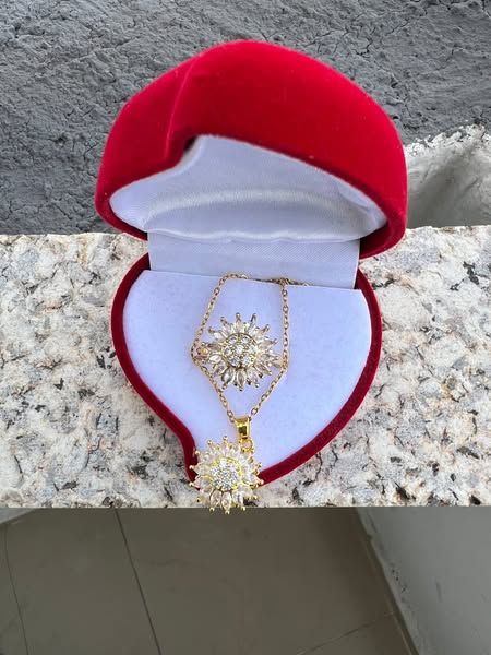 Combo Girasol x3 (Collar, Anillo y Aretes)