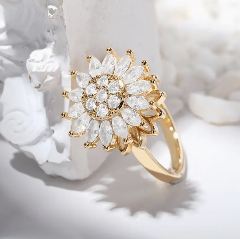 Anillo De Girasol Giratorio